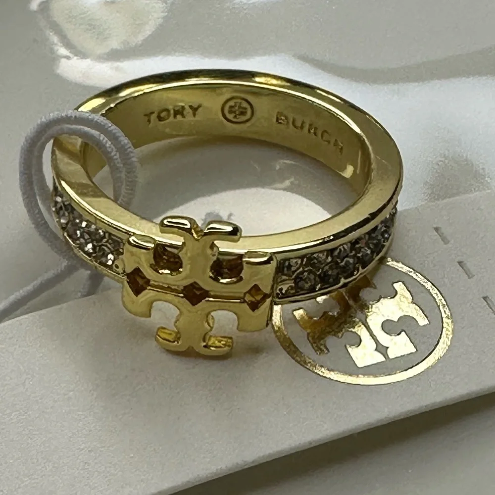 Tory Burch Gold Crystal-Embellished Ring